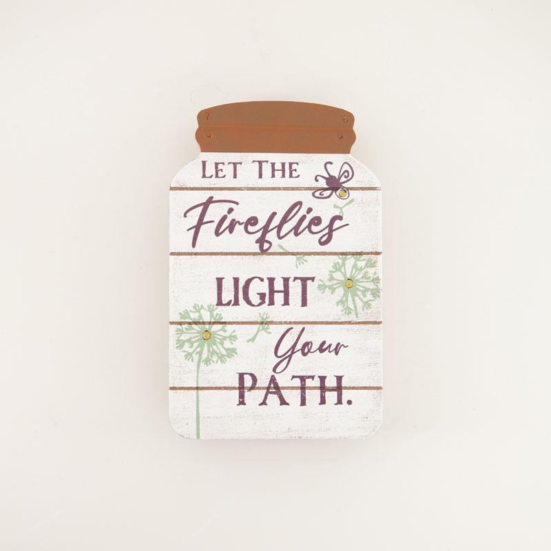 LED Fireflies Wood Block Sign