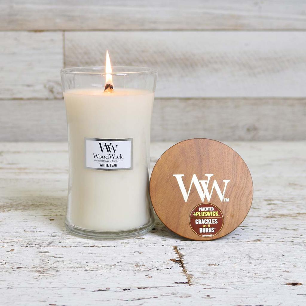 WoodWick White Teak Large Jar Candle