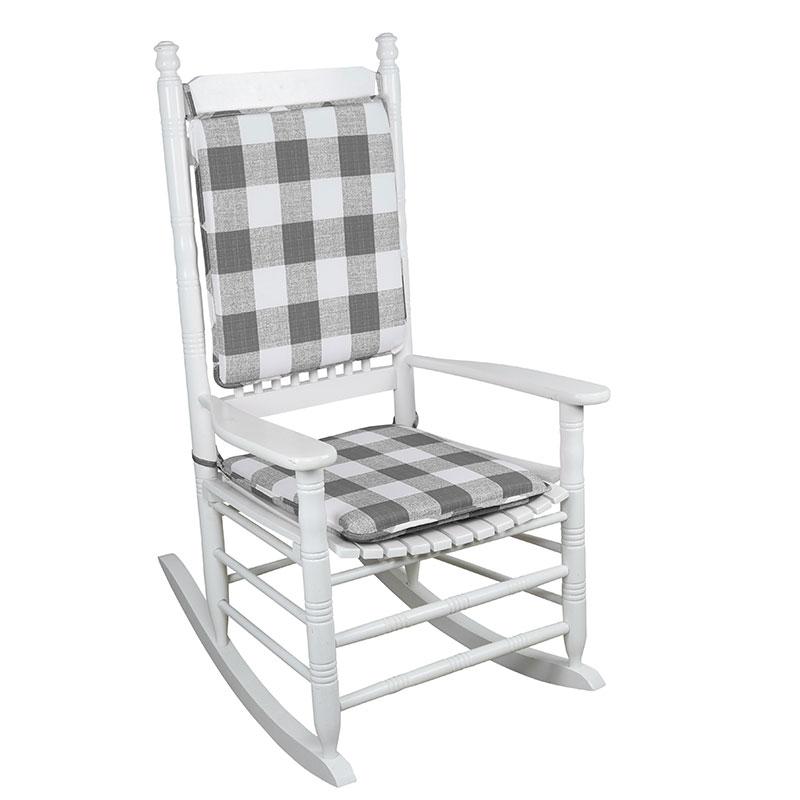 Gray Check Rocking Chair Cushion Set