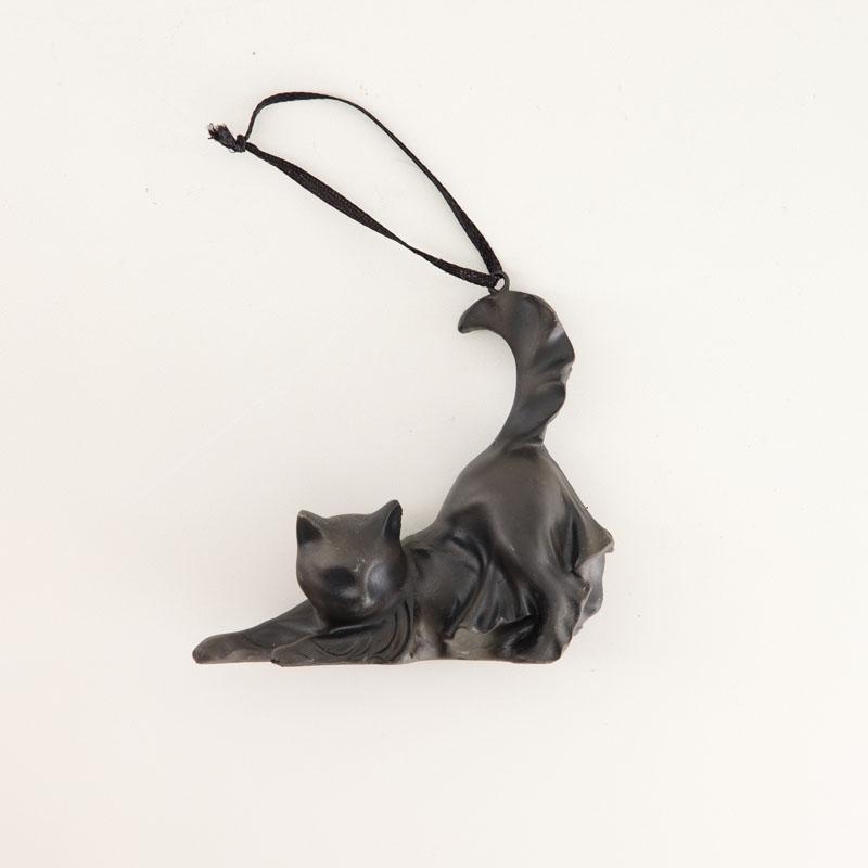 Resin Ghost Black Cat Ornament