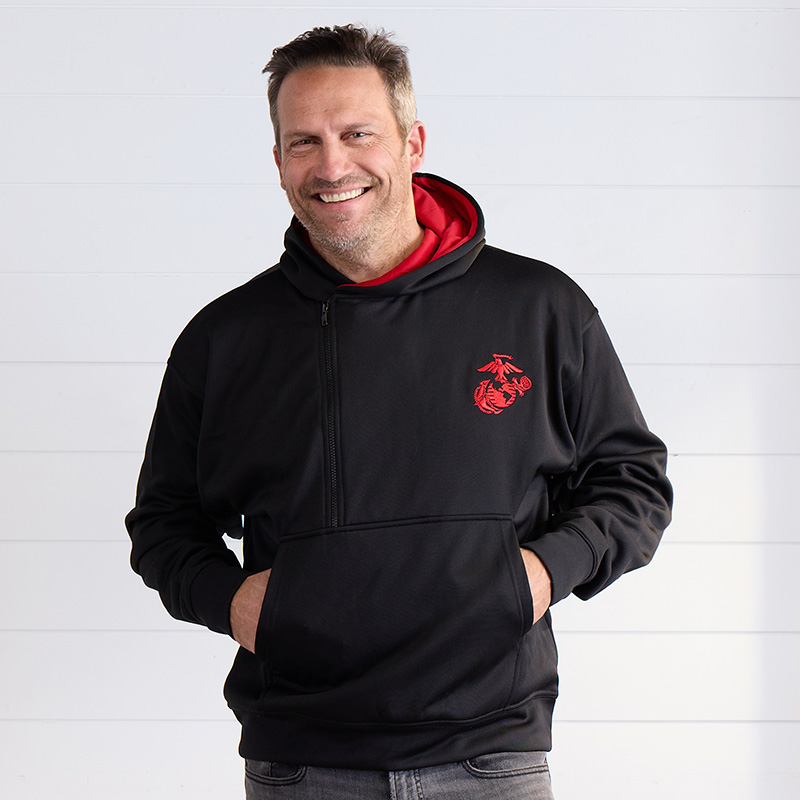 Marines Half Zip Black Jacket
