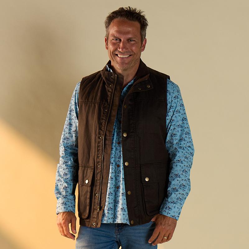 Brown Coated Cotton Vest