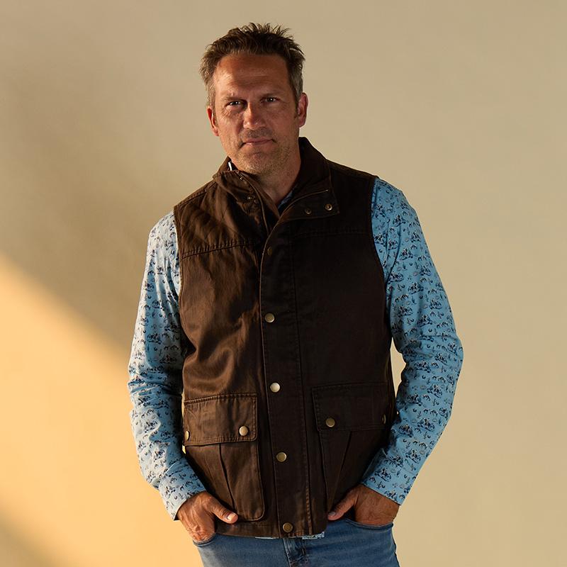 Brown Coated Cotton Vest