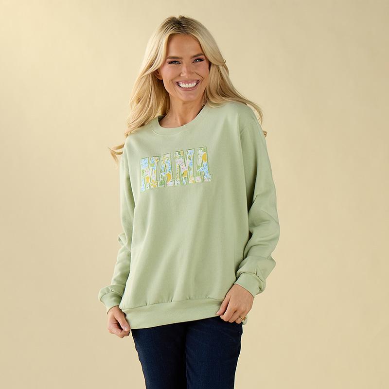 Mama Applique Fashion Green Sweatshirt