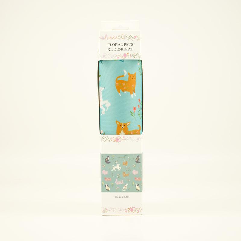 XL Flower and Pets Print Desk Mat