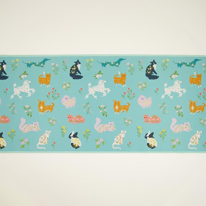 XL Flower and Pets Print Desk Mat