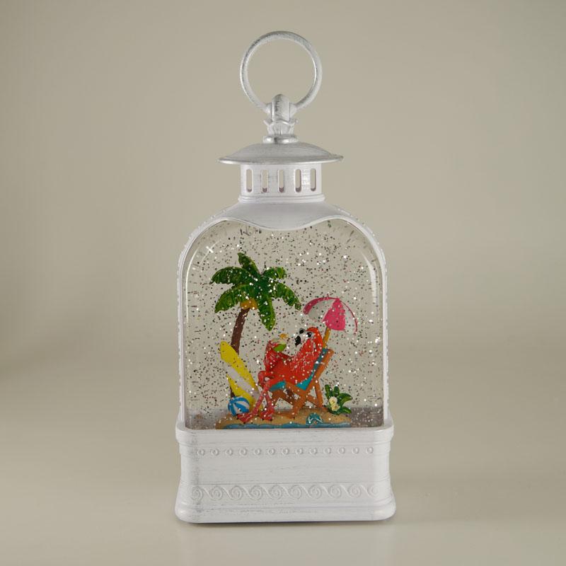 Flamingo Lantern Glitter Globe