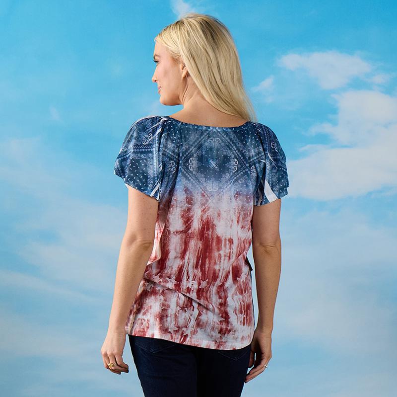 Bandana Print Ruffle Top