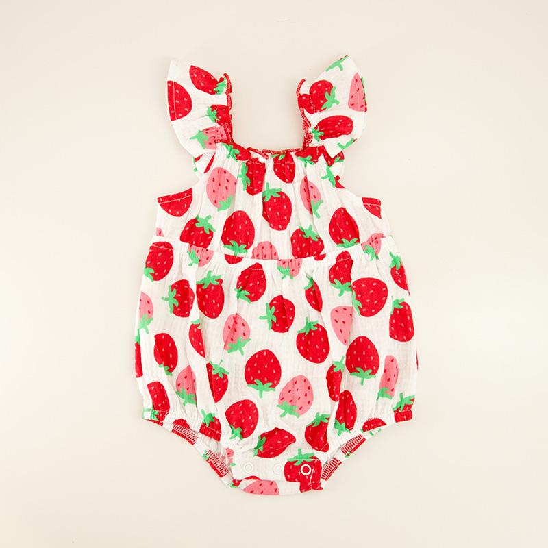 Infant Strawberry Woven Bubble Romper