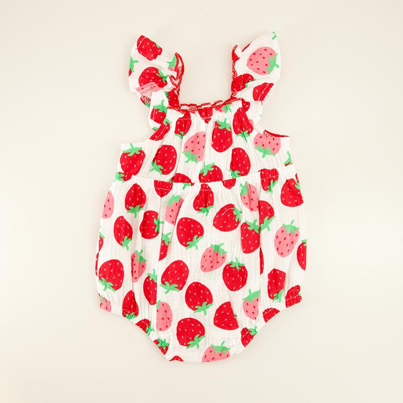 Infant Strawberry Woven Bubble Romper