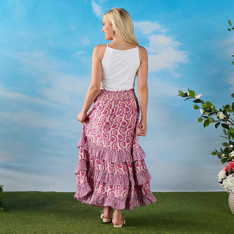 Purple Ruffle Maxi Skirt