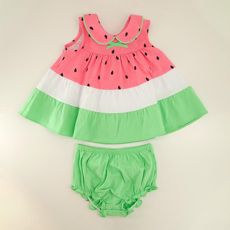 Infant Watermelon Knit Colorblock Bloomer Dress