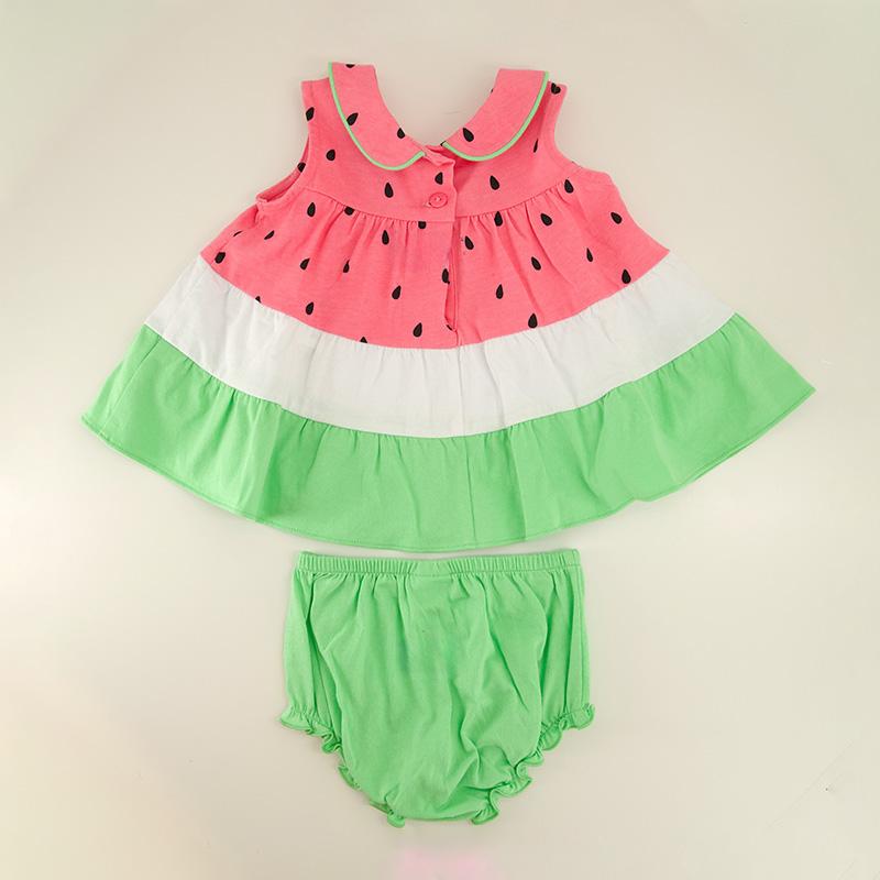 Infant Watermelon Knit Colorblock Bloomer Dress