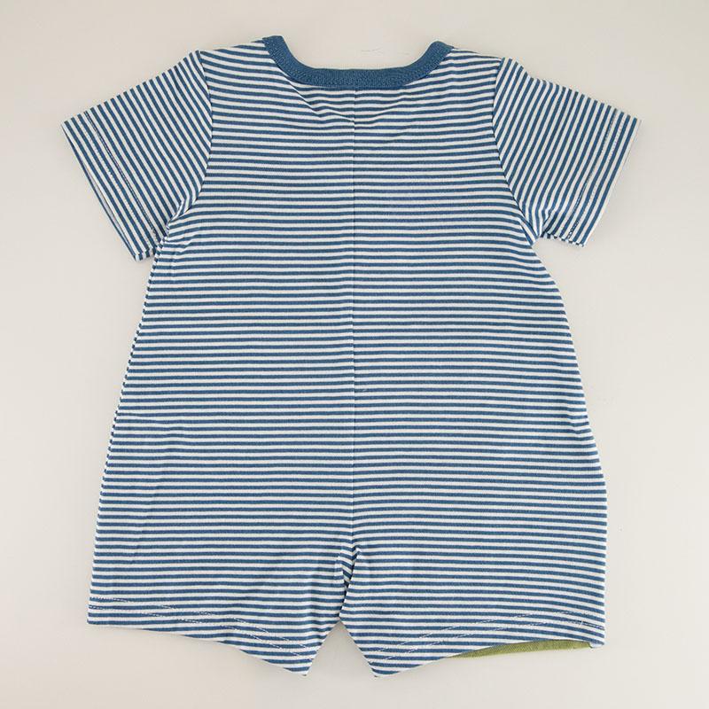 Infant Knit Hippo Applique Blue Romper