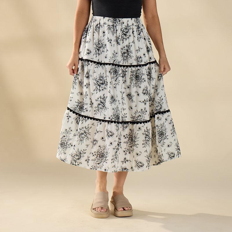 Black and White Floral Skirt