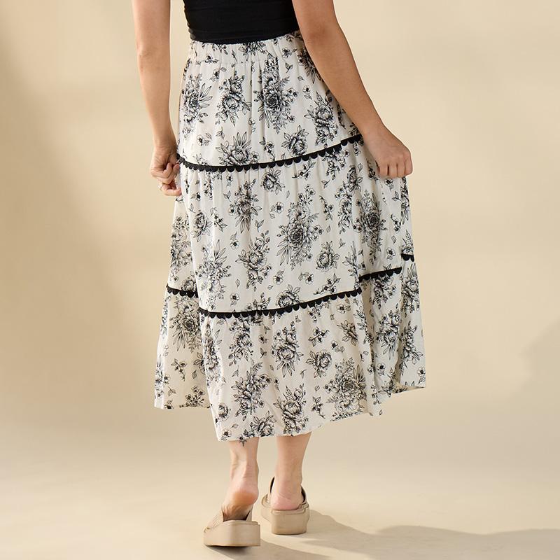 Black and White Floral Skirt