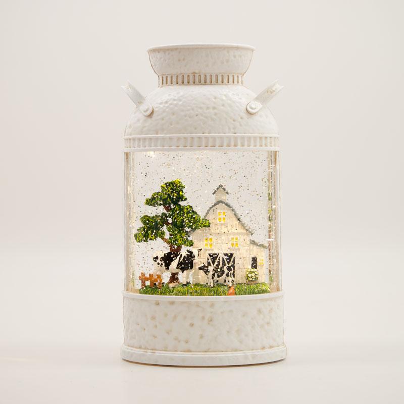 Milk Can Glitter Globe
