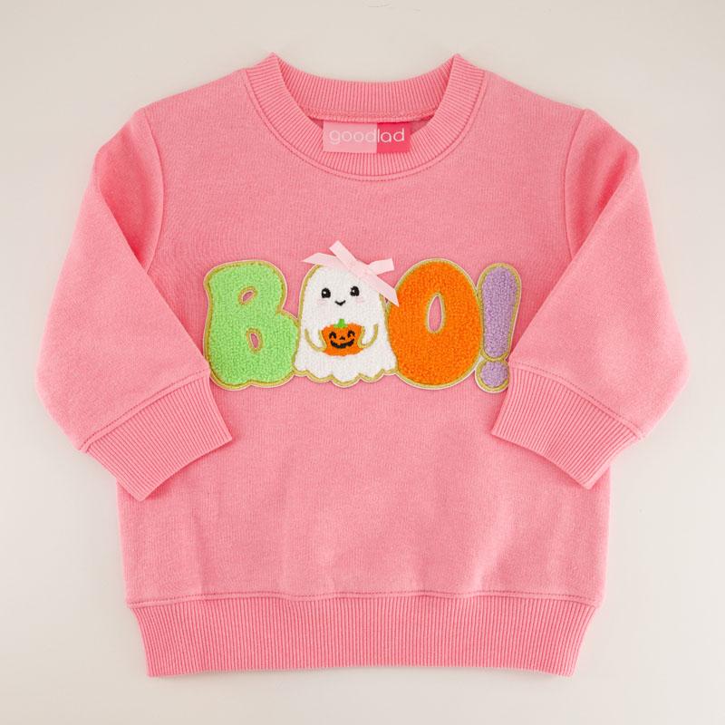 Boo Patch Pink Pullover Sweatshirt