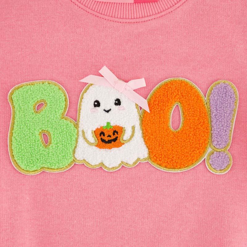 Boo Patch Pink Pullover Sweatshirt