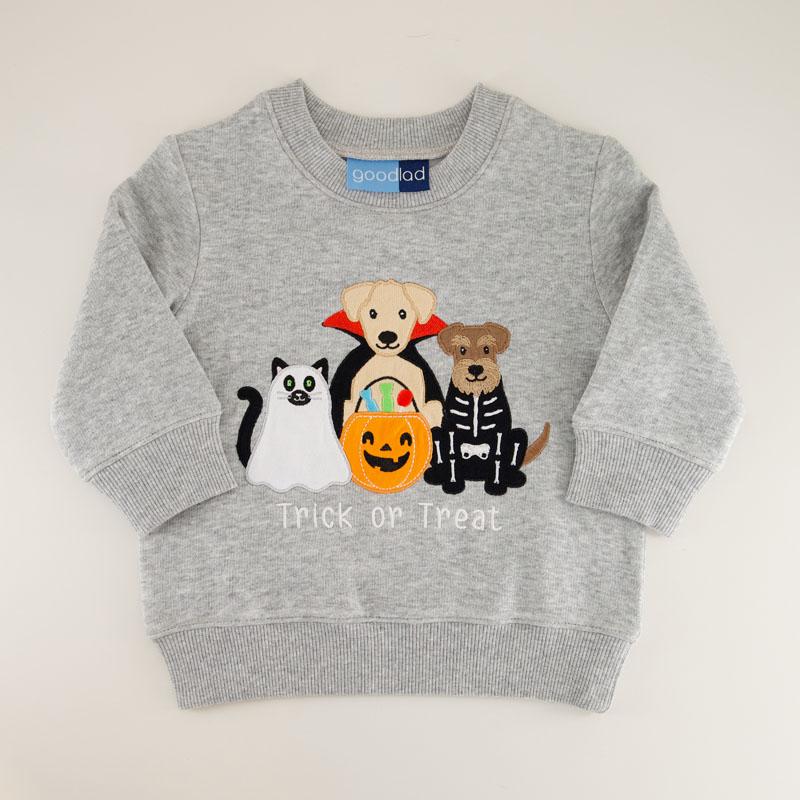 Trick or Treat Dog Gray Sweatshirt