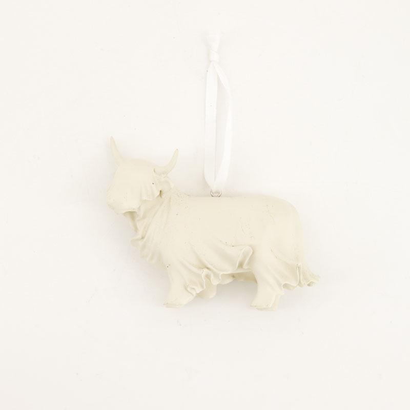 Resin Ghost Highland Cow Ornament