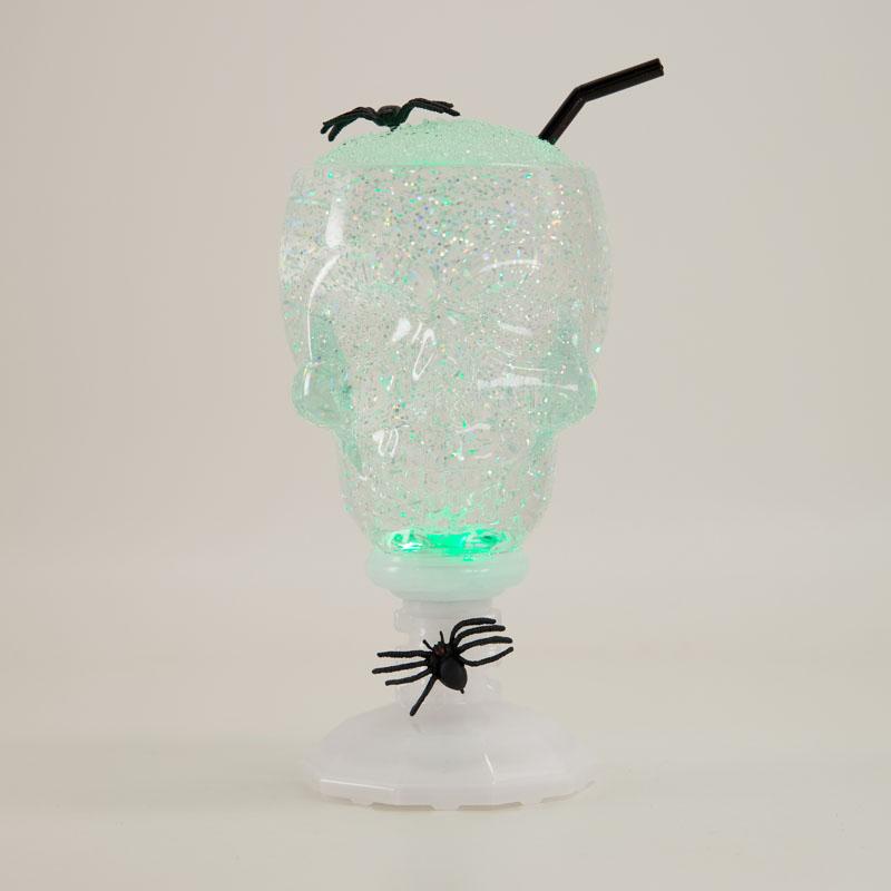 Skull Head Beverage Glitter Globe