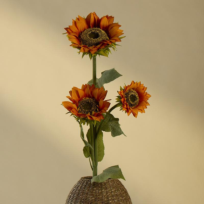Faux Branched Sunflower Stem