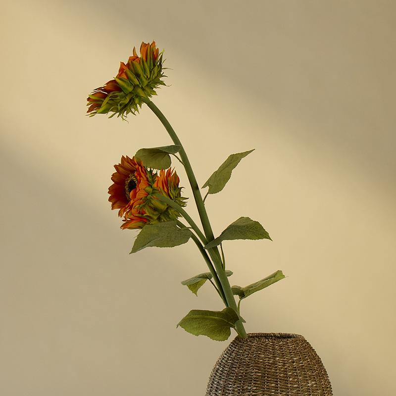Faux Branched Sunflower Stem