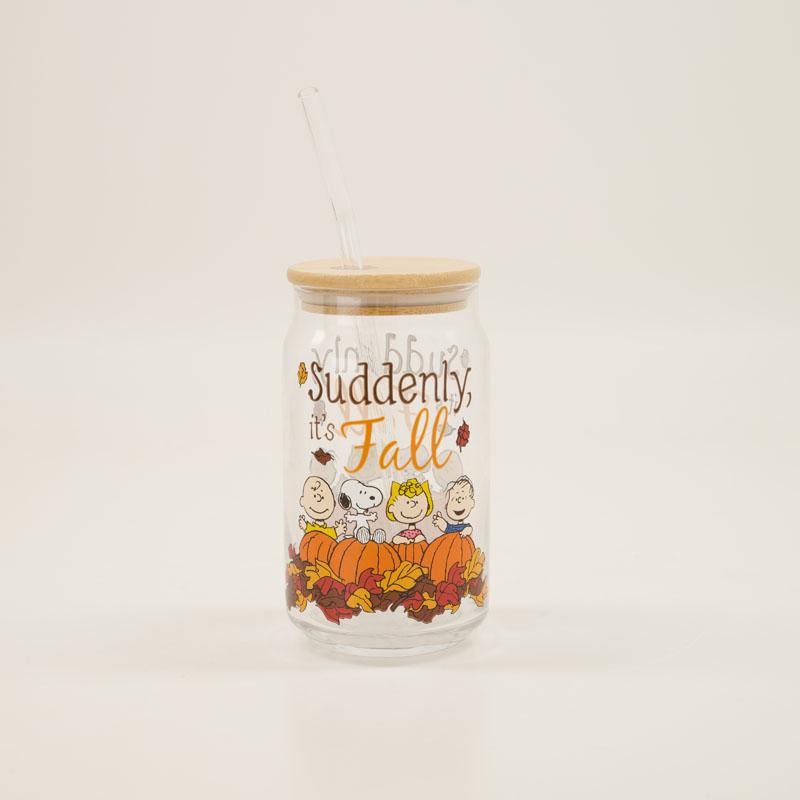 Peanuts Glass Tumbler with Bamboo Lid