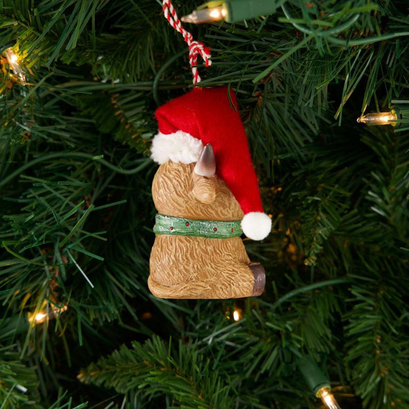 Highland Cow In Santa Hat Ornament 2 Highland Cow In Santa Hat Ornament
