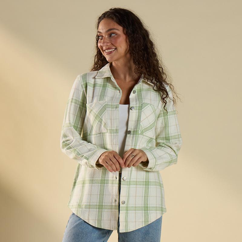 Green and Ivory Plaid Shacket