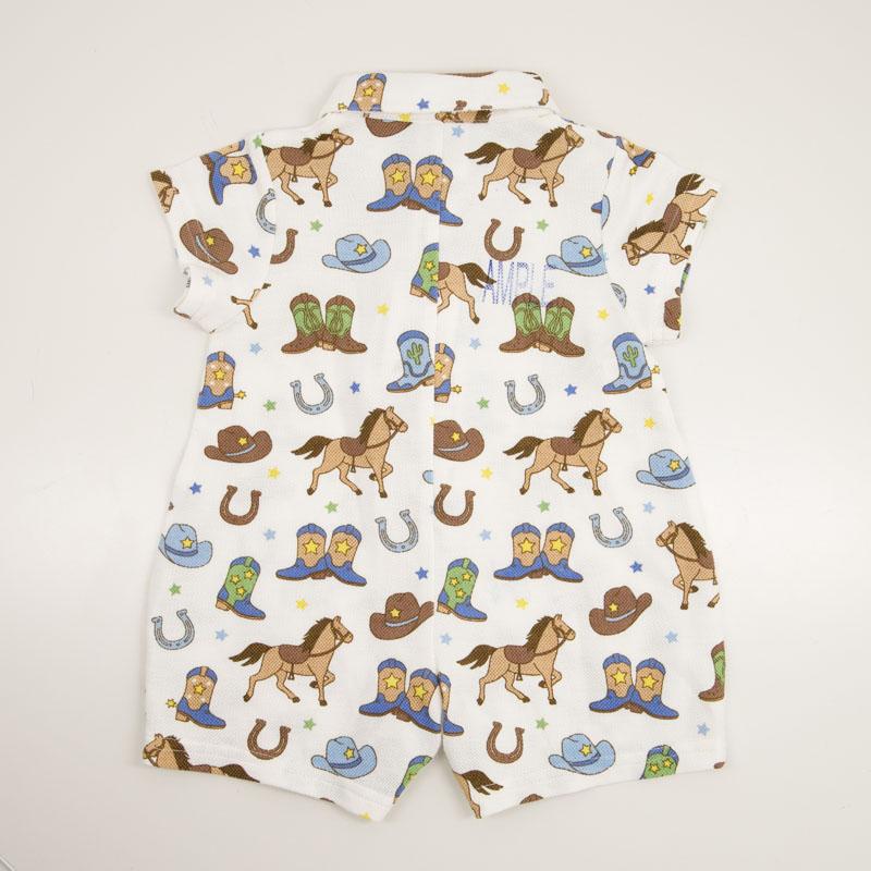 Infant Knit Horse Print White Romper