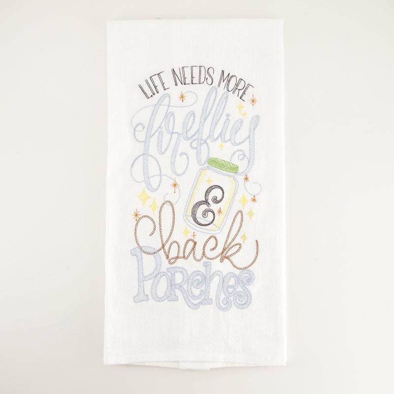 Fireflies Embroidered Flour Sack Towel