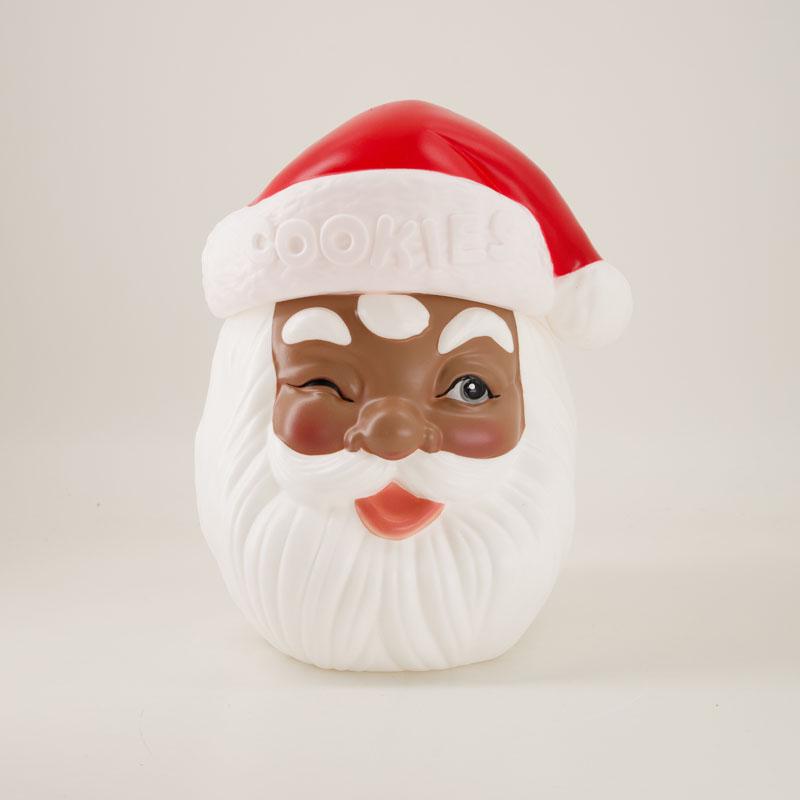 African American Blow Mold Santa Cookie Jar