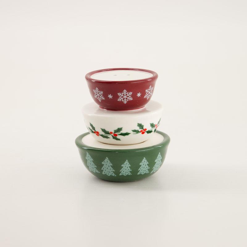 Christmas Mixing Bowls Salt and Pepper Set