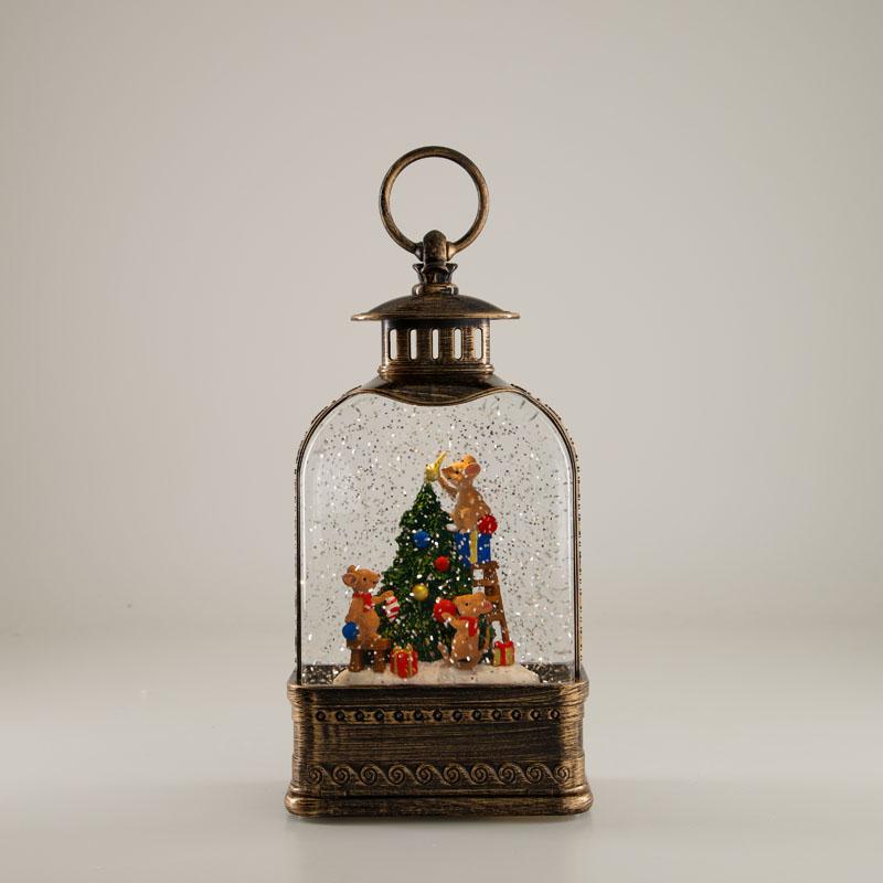 Christmas Tree with Mice Glitter Globe