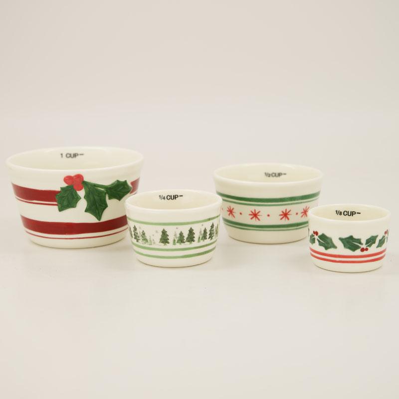 Christmas Stoneware Measuring Cup Set 4