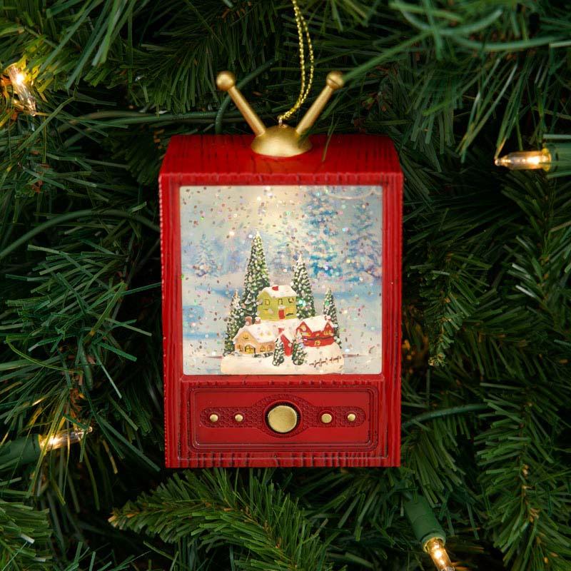 Retro TV Glitter Globe Ornament 1 Retro TV Glitter Globe Ornament