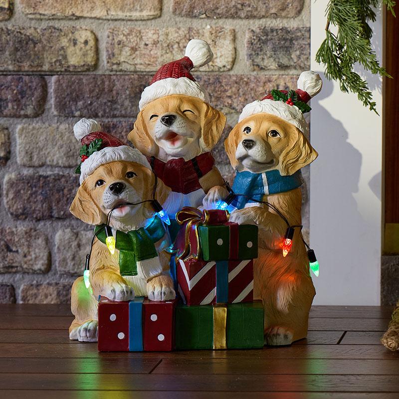 LED Christmas Dogs Statue