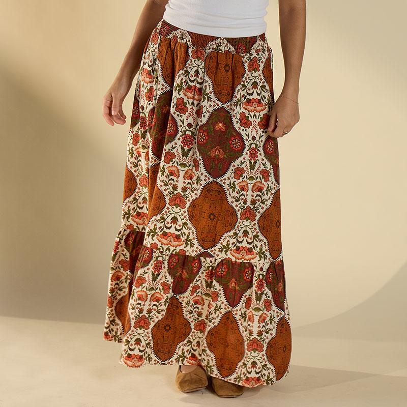 Rust Print Tier Skirt