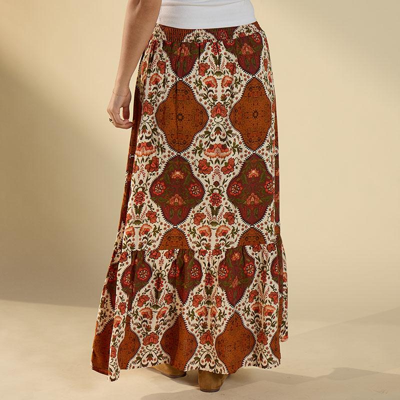 Rust Print Tier Skirt