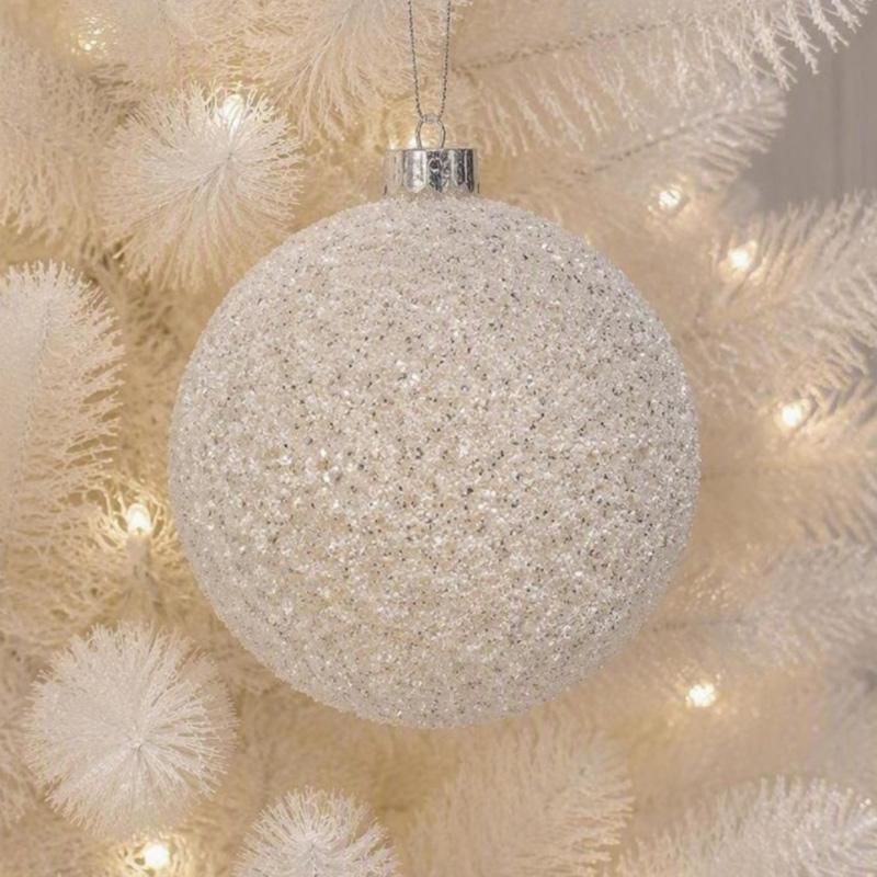Large White Beaded Ball Ornament