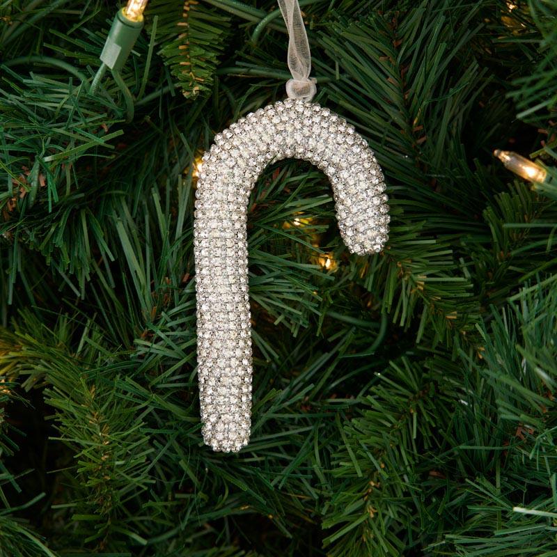 Jeweled Candy Cane Ornament 3 Jeweled Candy Cane Ornament