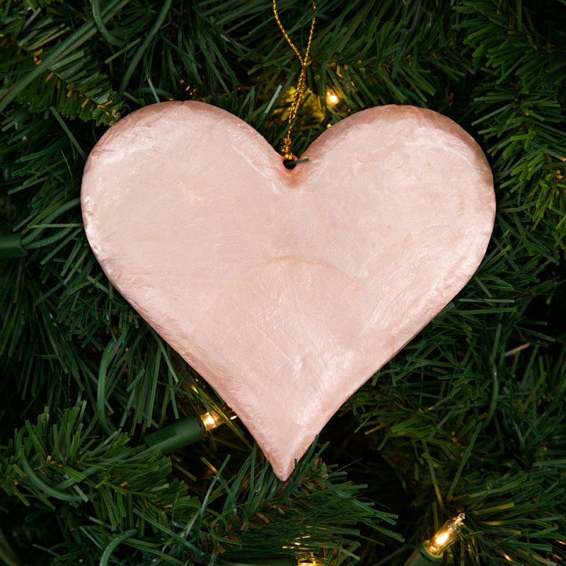 Pink Capiz Heart Ornament 1 Pink Capiz Heart Ornament