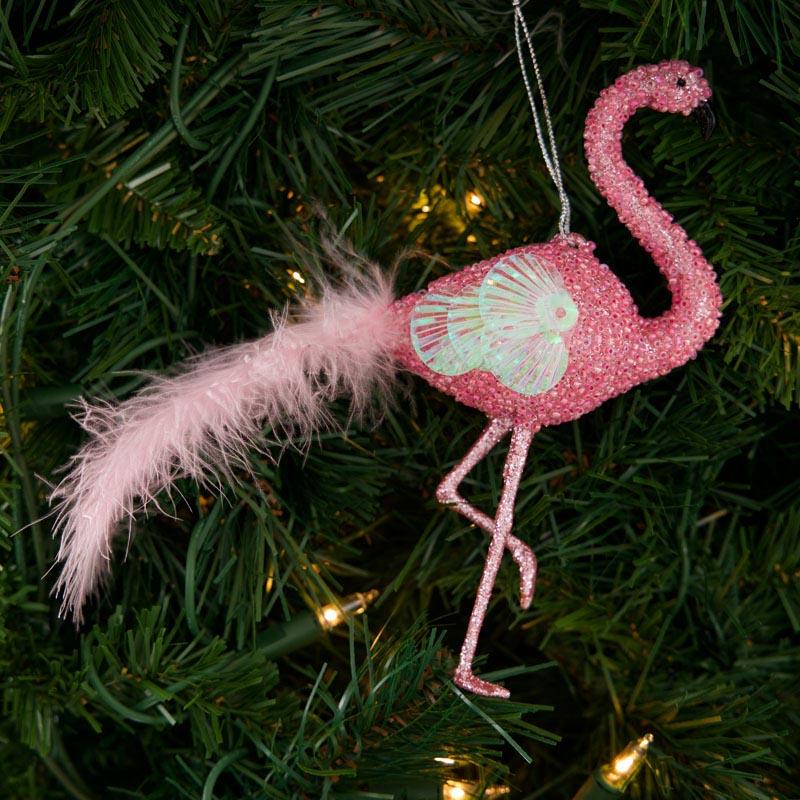 Beaded Flamingo Ornament
