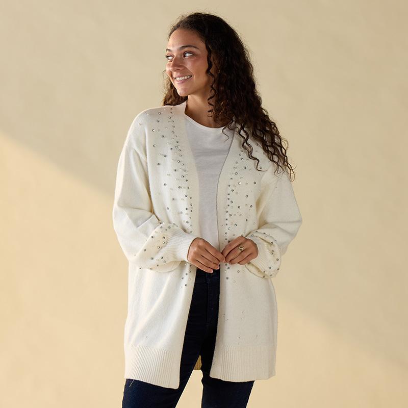 Pearl and Bling Ivory Cardigan
