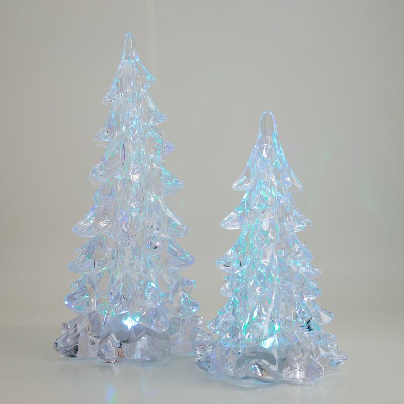 Set Of 2 Acrylic LED Christmas Trees