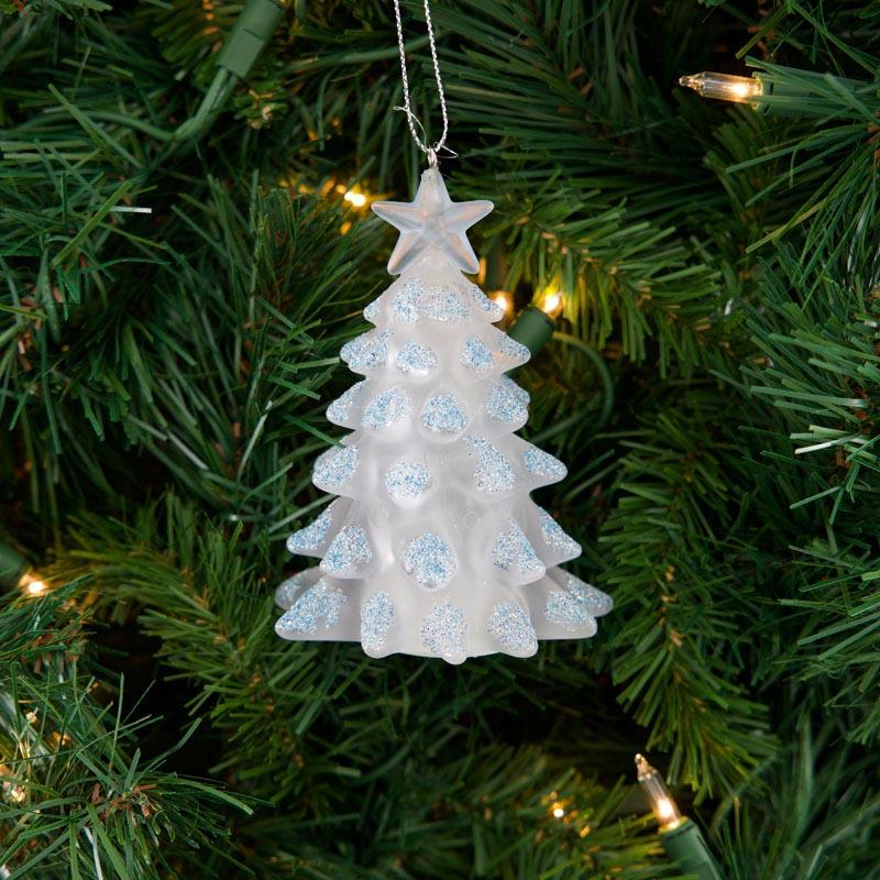 Blue Glitter Light Up Tree Ornament 2 Blue Glitter Light Up Tree Ornament