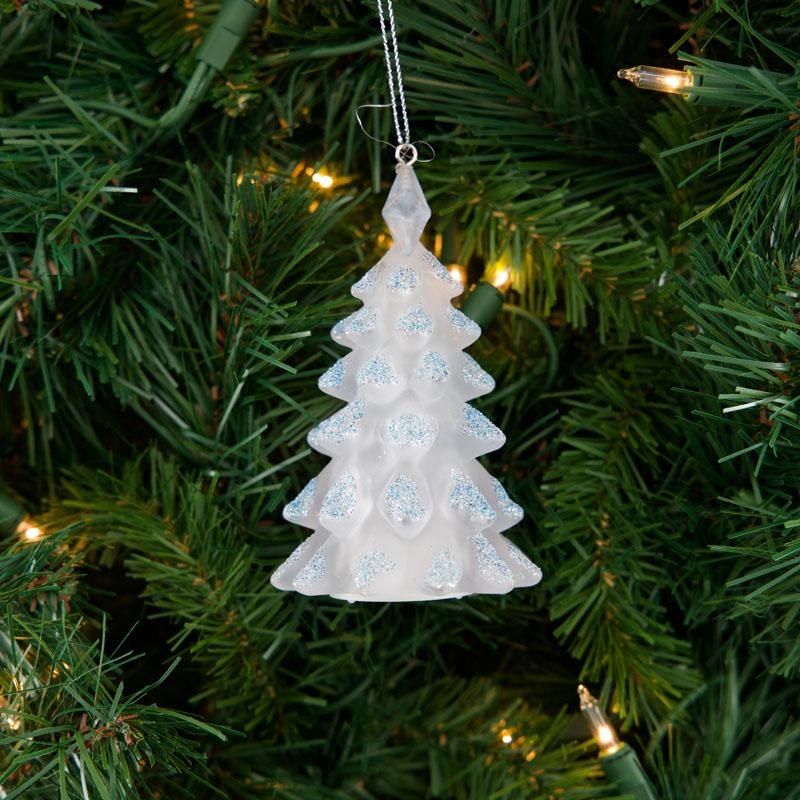 Blue Glitter Light Up Tree Ornament 3 Blue Glitter Light Up Tree Ornament