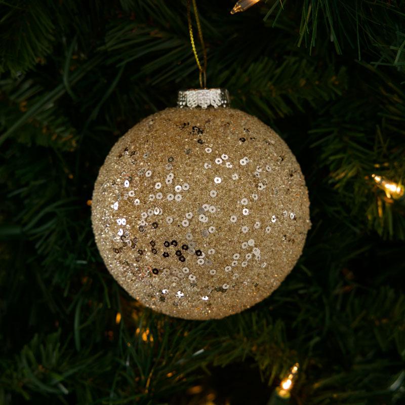 Gold Glitter Ball Ornament 6 Gold Glitter Ball Ornament